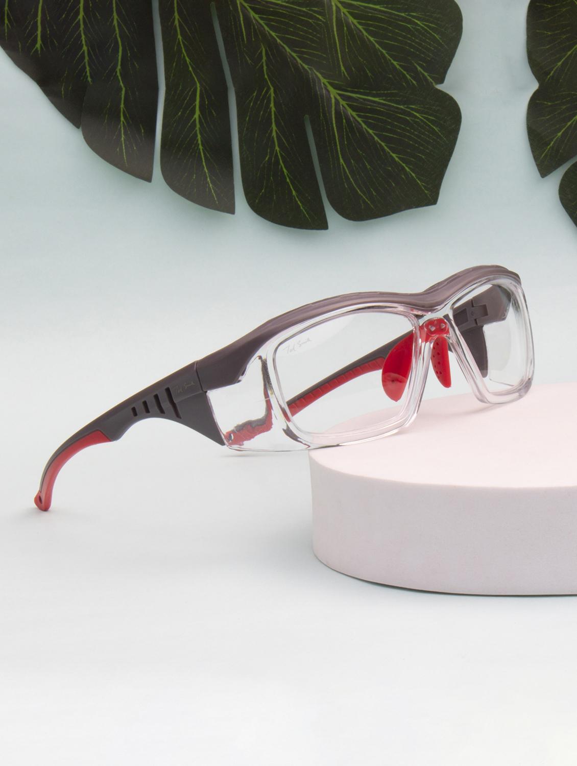 unisex transparent-grey-red wrap around sports sunglasses - 21964959 - Zoom Image - 0