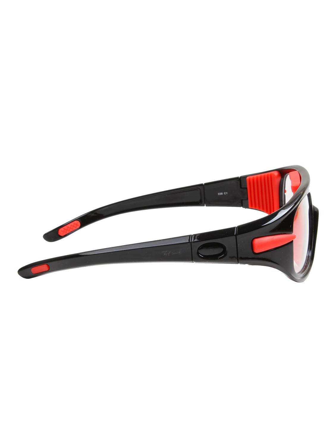 unisex black-red wrap around sports sunglasses - 21964960 - Standard Image - 6