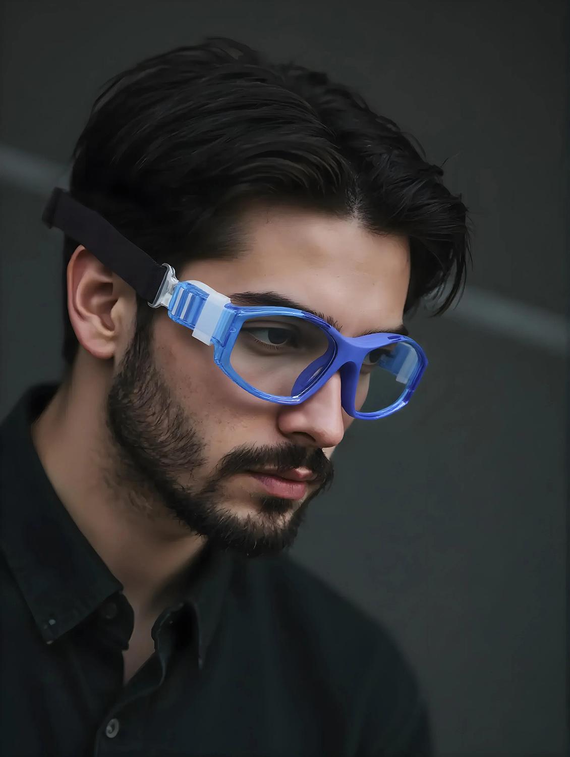 unisex blue  rectangular sports sunglasses  - 21964962 -  Standard Image - 1