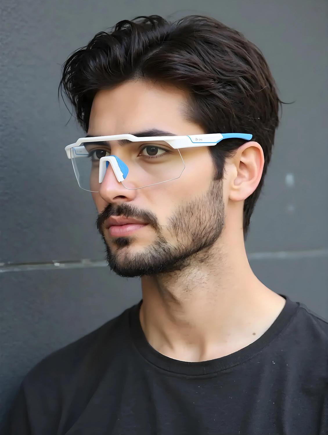 unisex white-orange sports shooting glasses - 21964966 - Standard Image - 1