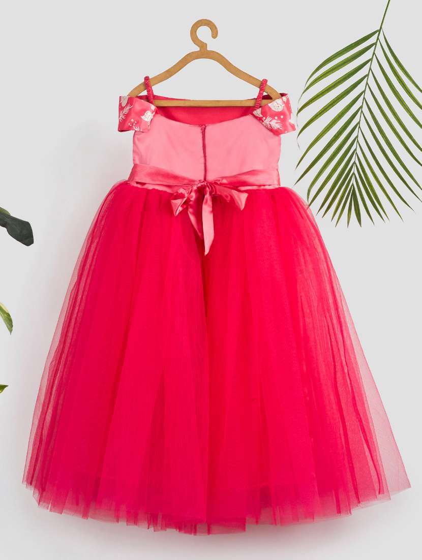 girls self designed off shoulder party gown - 21964975 - Standard Image - 1