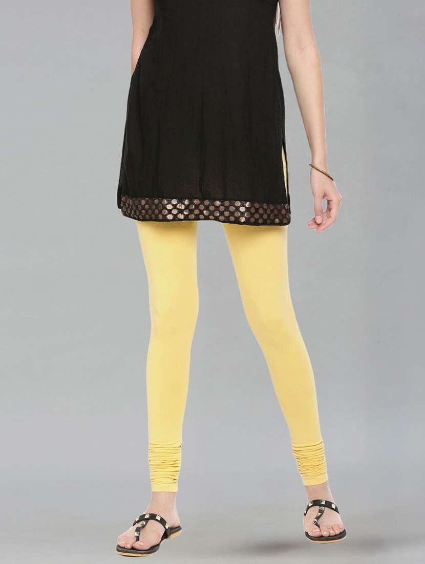 women solid mid rise full length legging