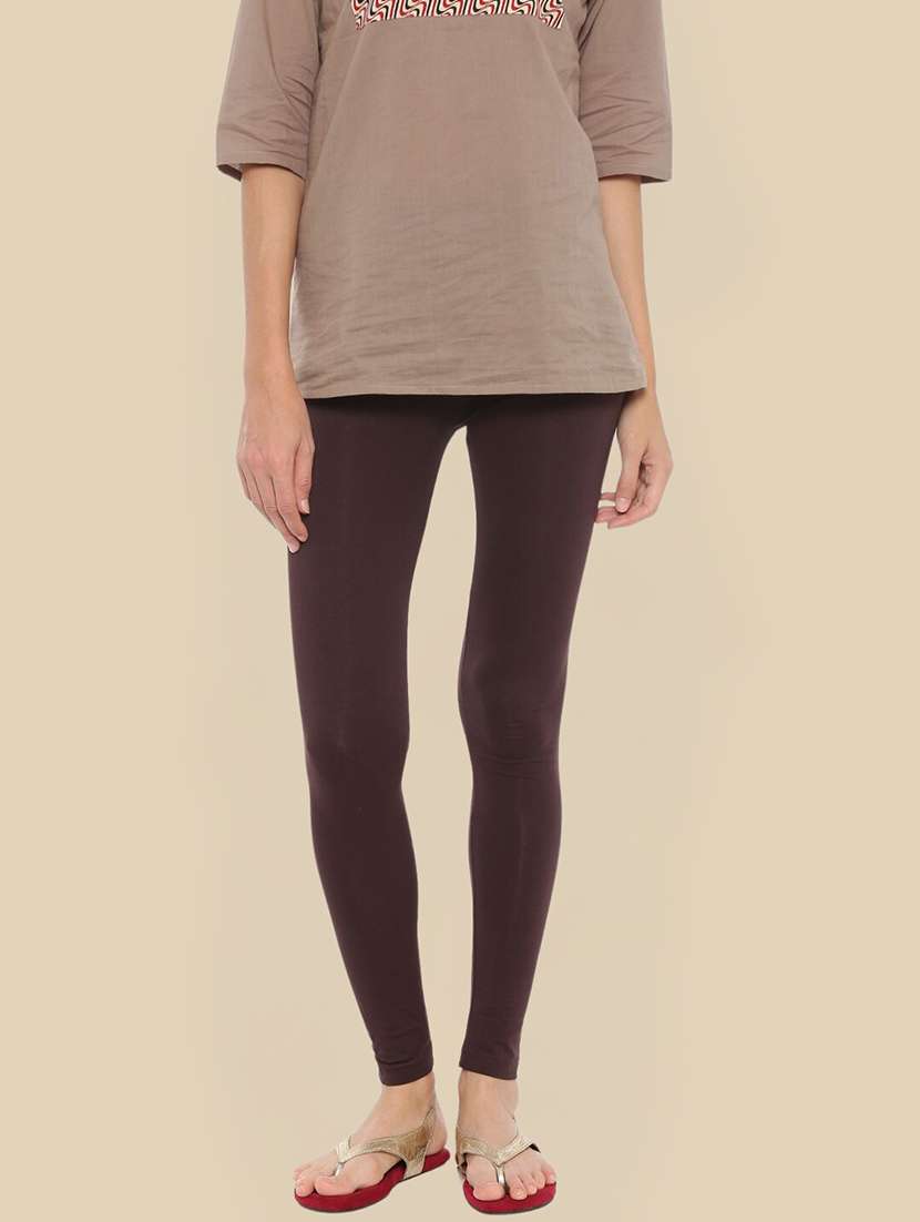 women solid mid rise ankle length legging