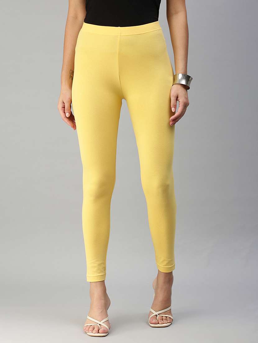 women solid mid rise ankle length legging