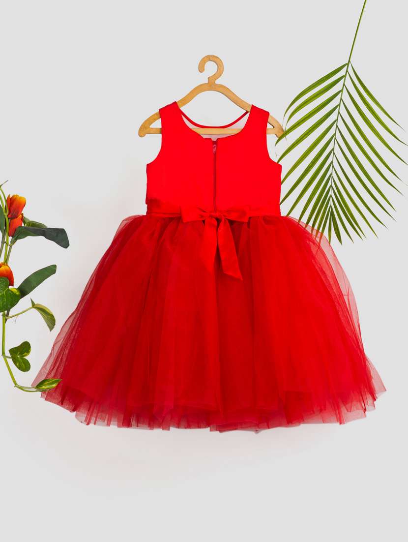 girls self designed sleeveless fit & flare frock - 21965061 -  Standard Image - 1