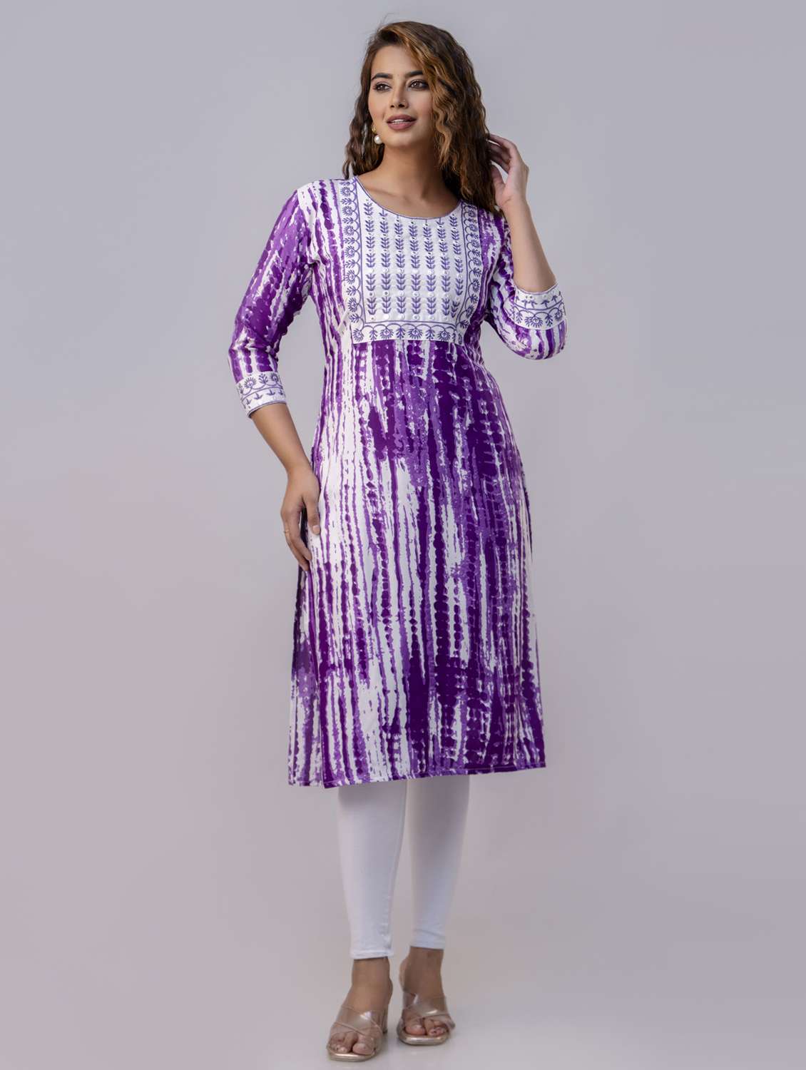women three quarter sleeve straight kurta