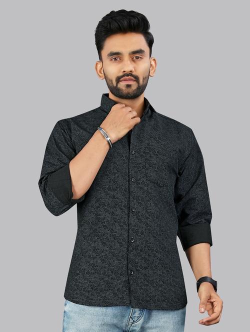 men printed long sleeve regular fit casual shirt - 21965108 - Standard Image - 0