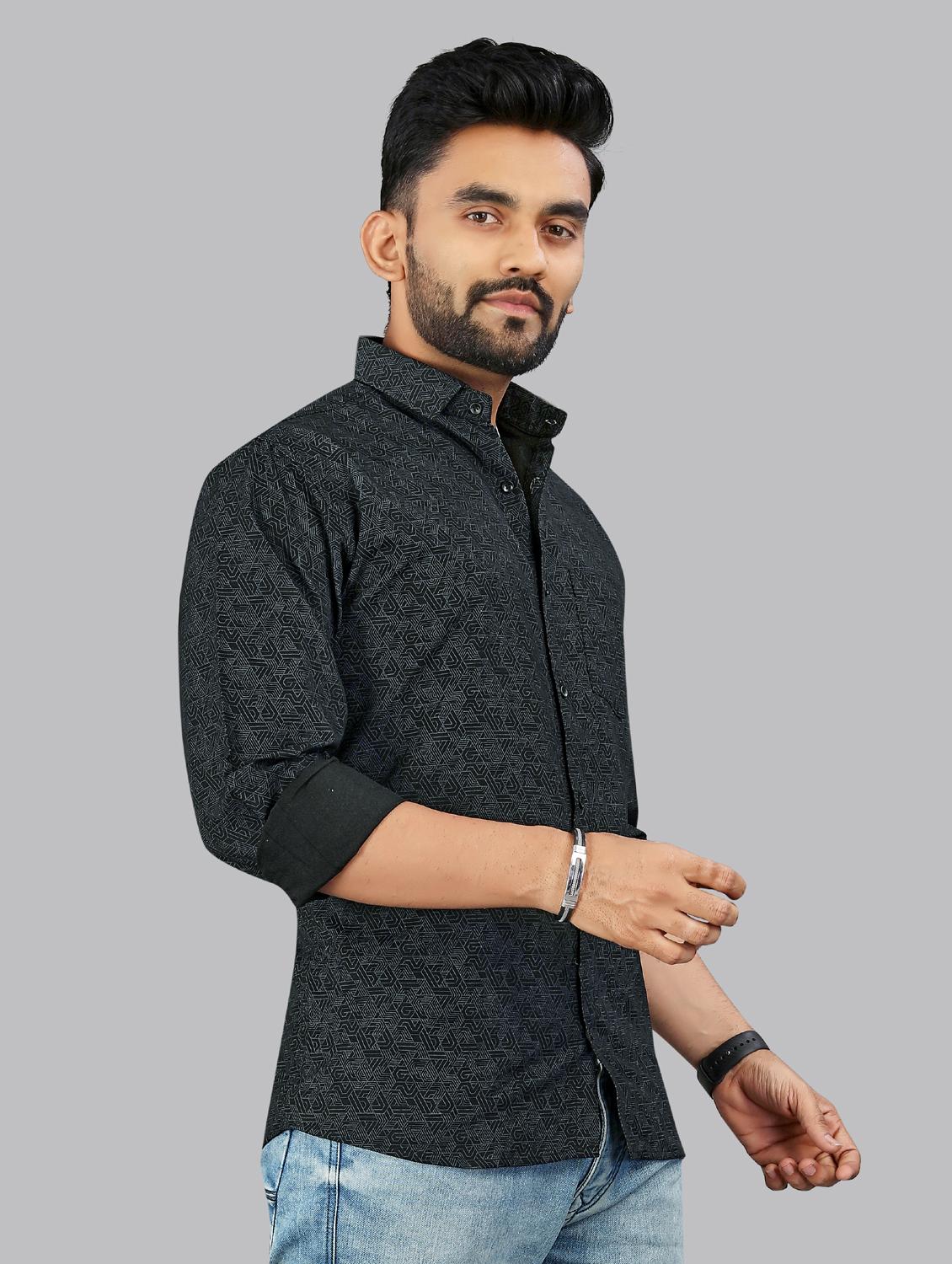 men printed long sleeve regular fit casual shirt - 21965108 -  Standard Image - 1