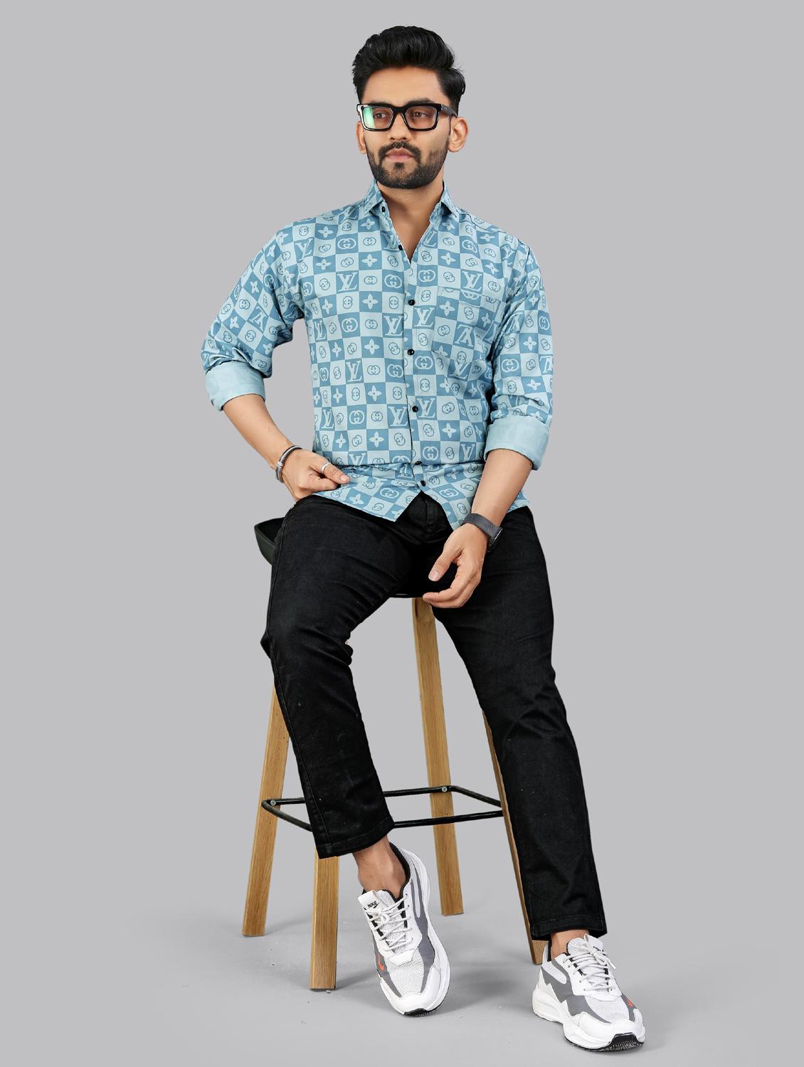 men printed long sleeve regular fit casual shirt - 21965113 - Standard Image - 4