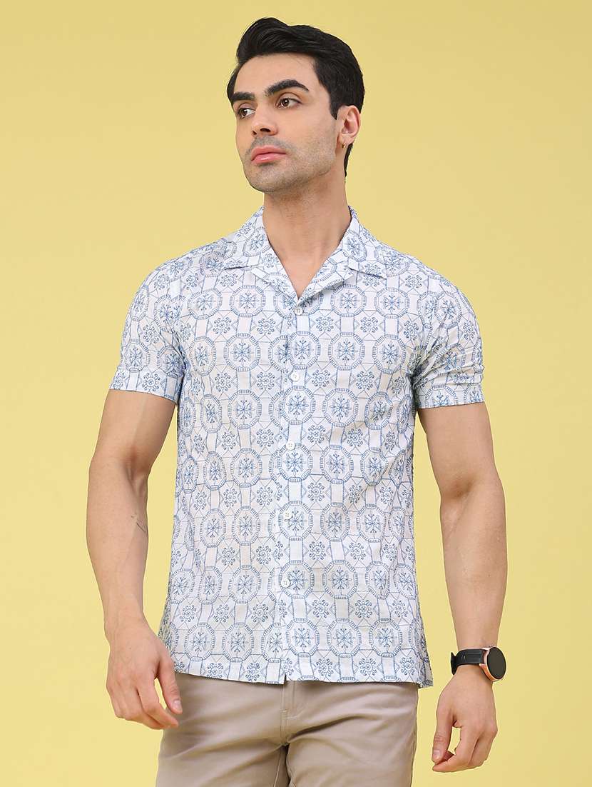 men solid with work short sleeve slim fit casual shirt - 21965223 -  Standard Image - 1