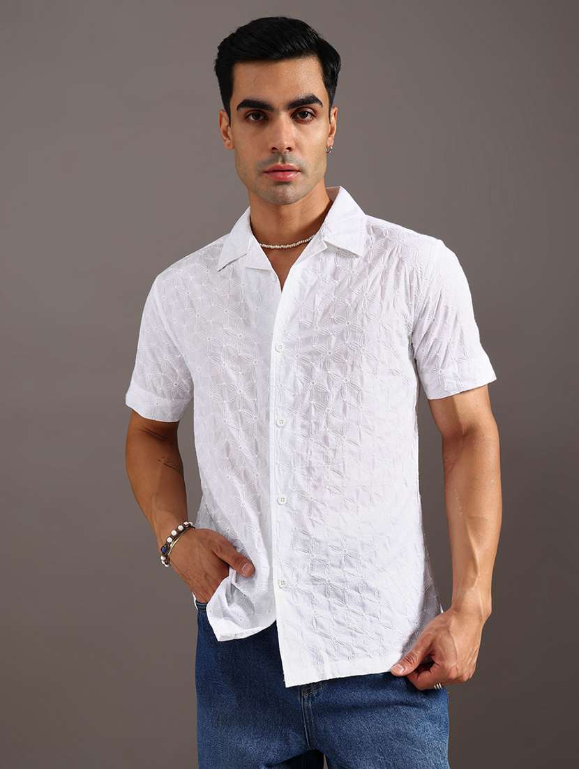 men solid with work short sleeve regular fit casual shirt - 21965225 -  Standard Image - 1