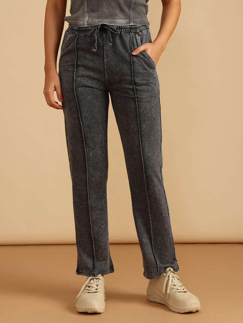 women solid mid rise regular fit track pant - 21965268 -  Standard Image - 1