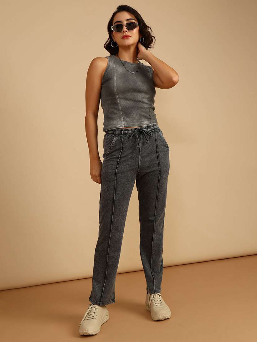 women solid mid rise regular fit track pant - 21965268 -  Standard Image - 4