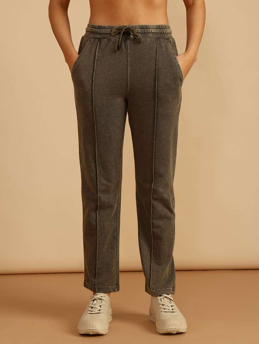 women solid mid rise regular fit track pant - 21965270 -  Standard Image - 1