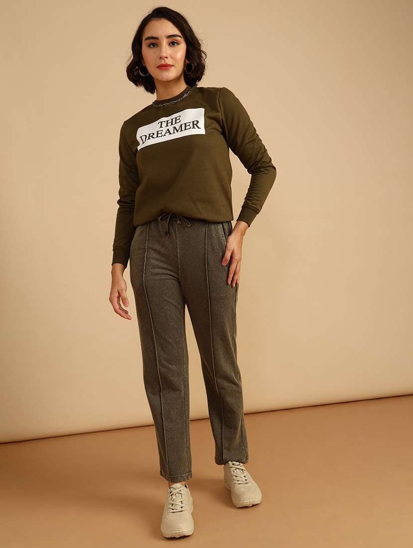 women solid mid rise regular fit track pant - 21965270 -  Standard Image - 4