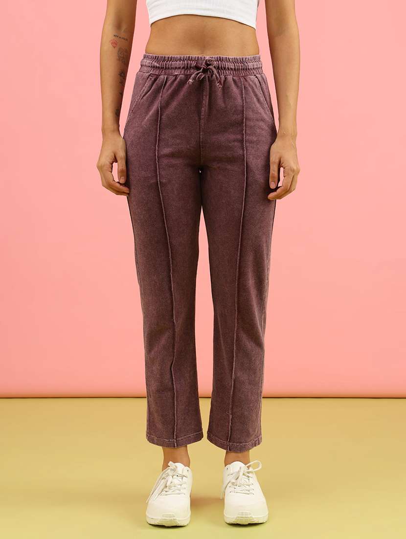 women solid mid rise regular fit track pant - 21965271 -  Standard Image - 1