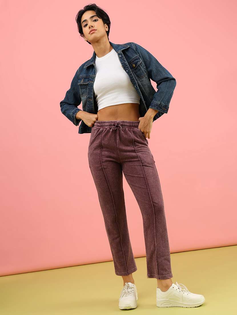 women solid mid rise regular fit track pant - 21965271 -  Standard Image - 4