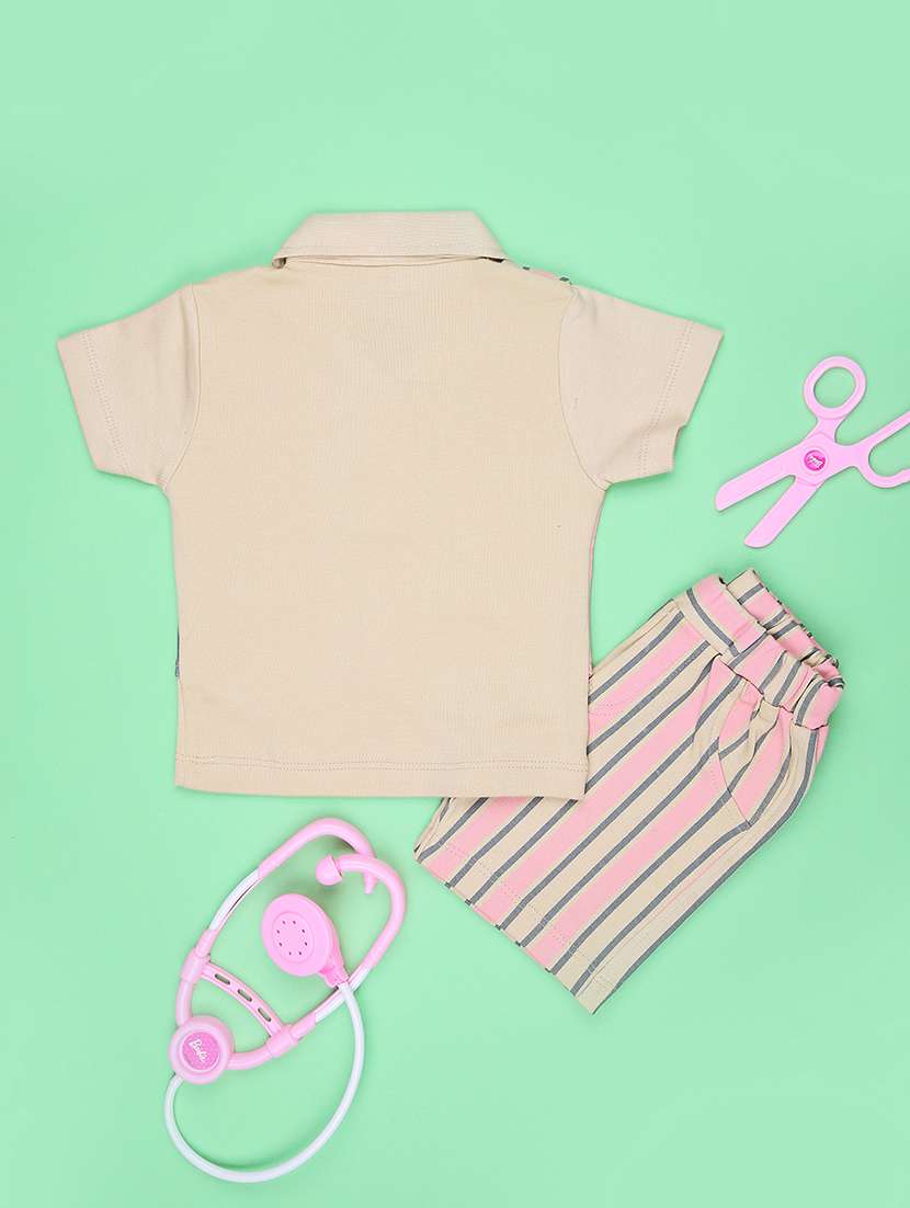 boys striped t-shirt & shorts twin set  - 21965289 -  Standard Image - 1