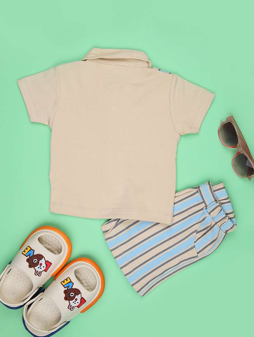 boys striped t-shirt & shorts twin set  - 21965290 -  Standard Image - 1