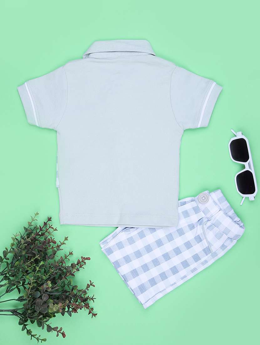 boys checkered t-shirt & shorts twin set  - 21965298 -  Standard Image - 1