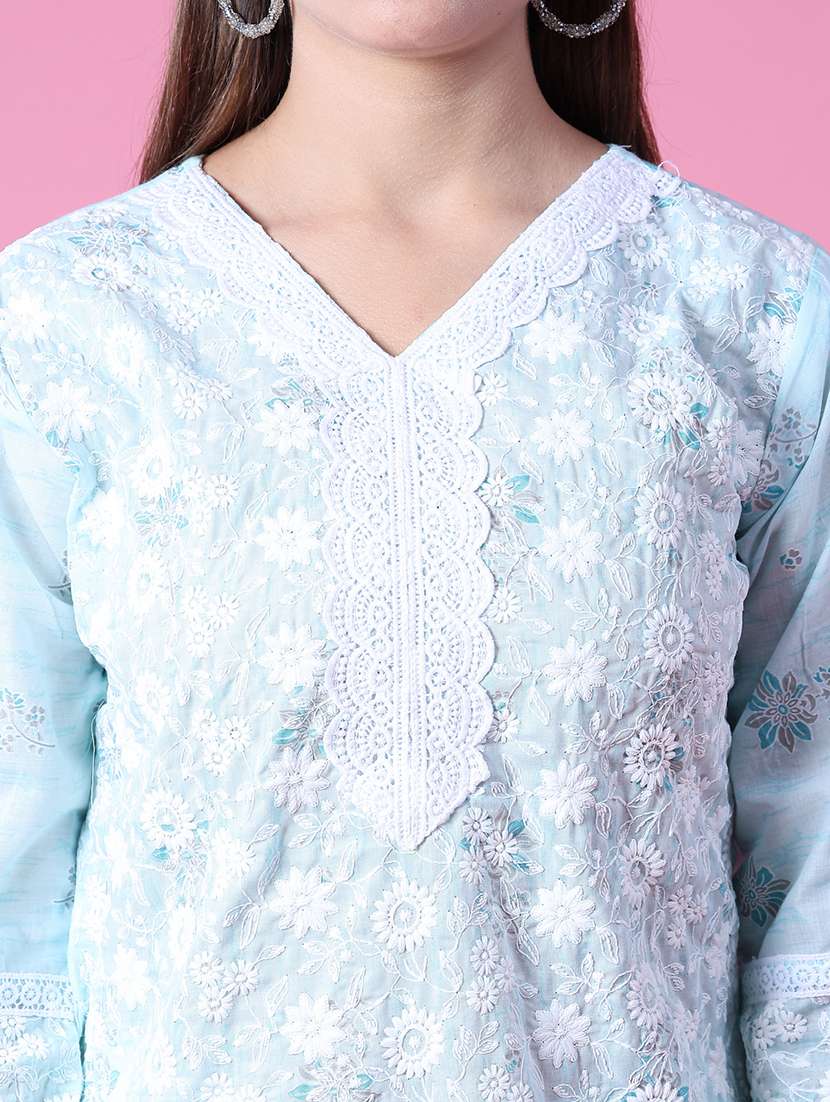 women three quarter sleeve kurta pant with dupatta set - 21965516 -  Standard Image - 4