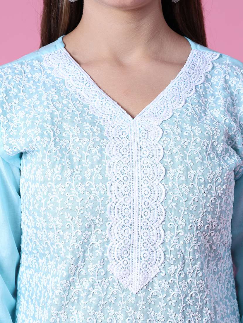 women three quarter sleeve kurta pant with dupatta set - 21965518 -  Standard Image - 4