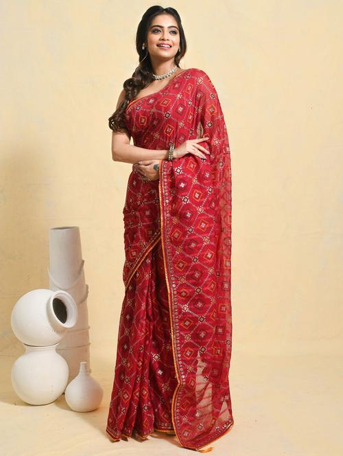 women printed casual wear saree with blouse - 21965541 -  Standard Image - 0
