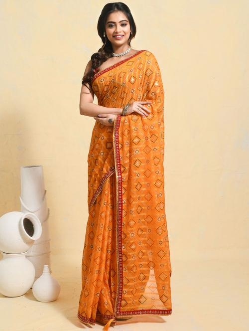 women printed casual wear saree with blouse - 21965545 -  Standard Image - 0
