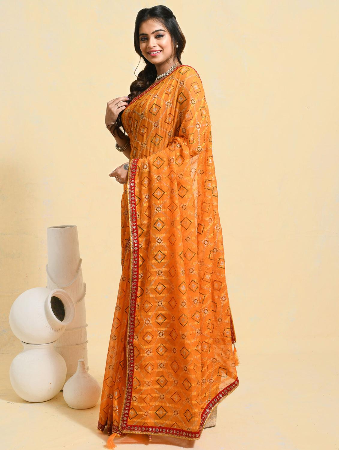 women printed casual wear saree with blouse - 21965545 -  Standard Image - 1