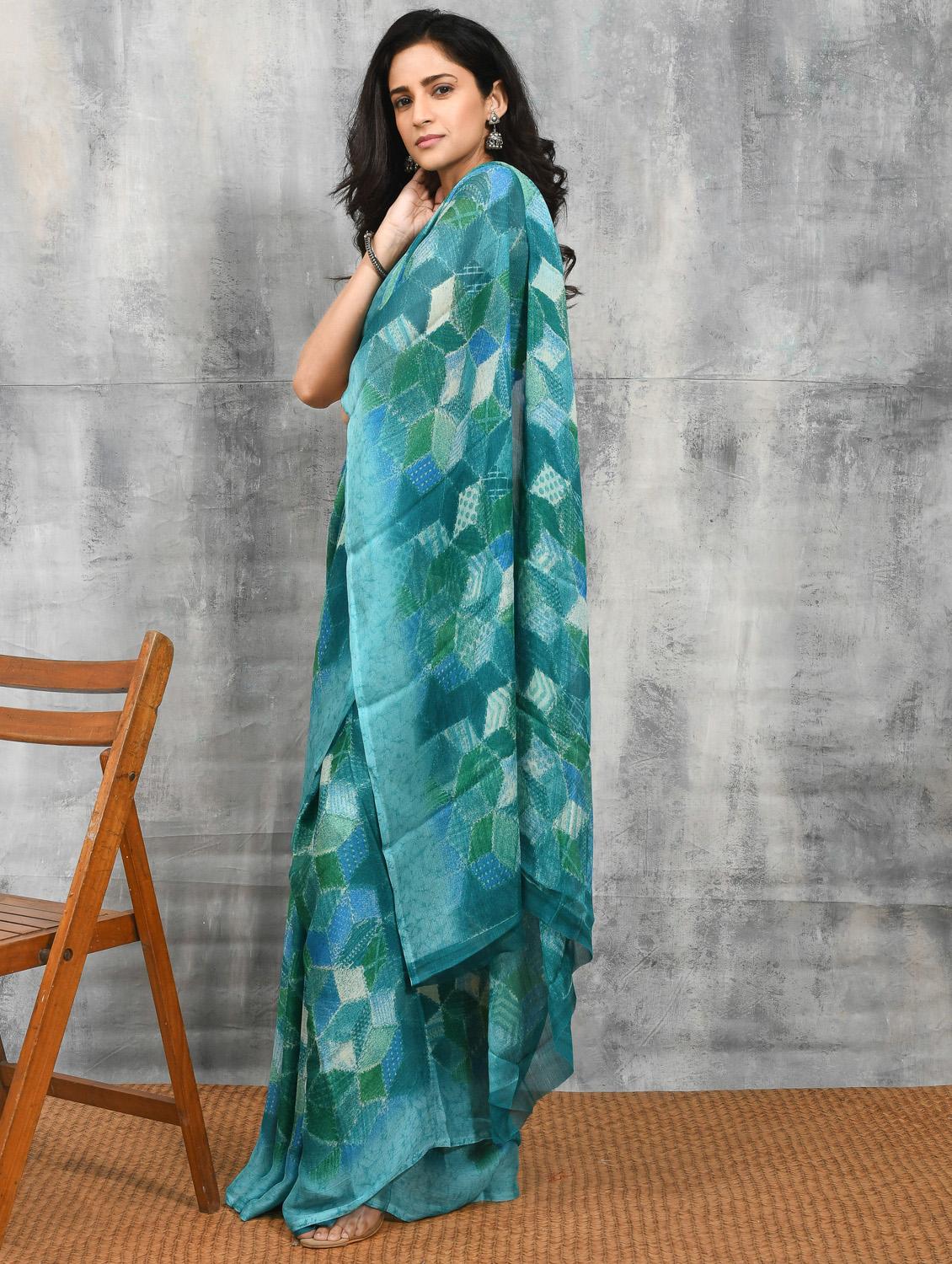 women printed casual wear saree with blouse - 21965587 -  Standard Image - 1
