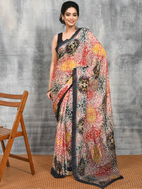 women printed casual wear saree with blouse - 21965588 - Standard Image - 0