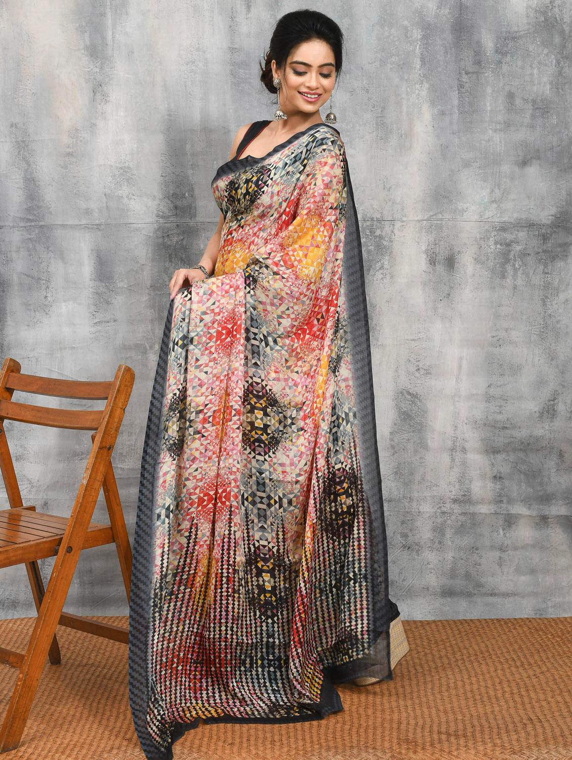 women printed casual wear saree with blouse - 21965588 - Standard Image - 1