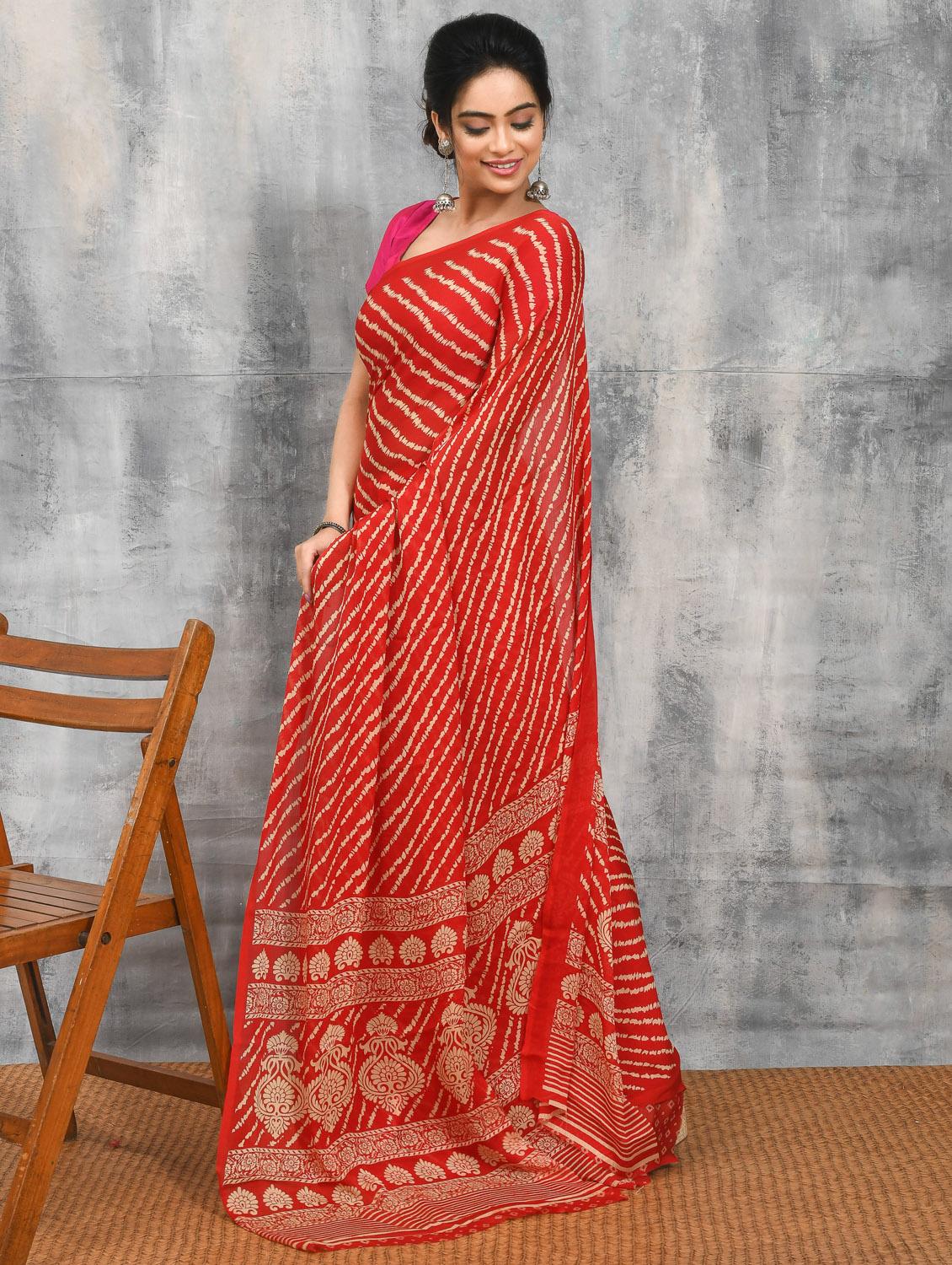 women printed casual wear saree with blouse - 21965592 -  Standard Image - 1