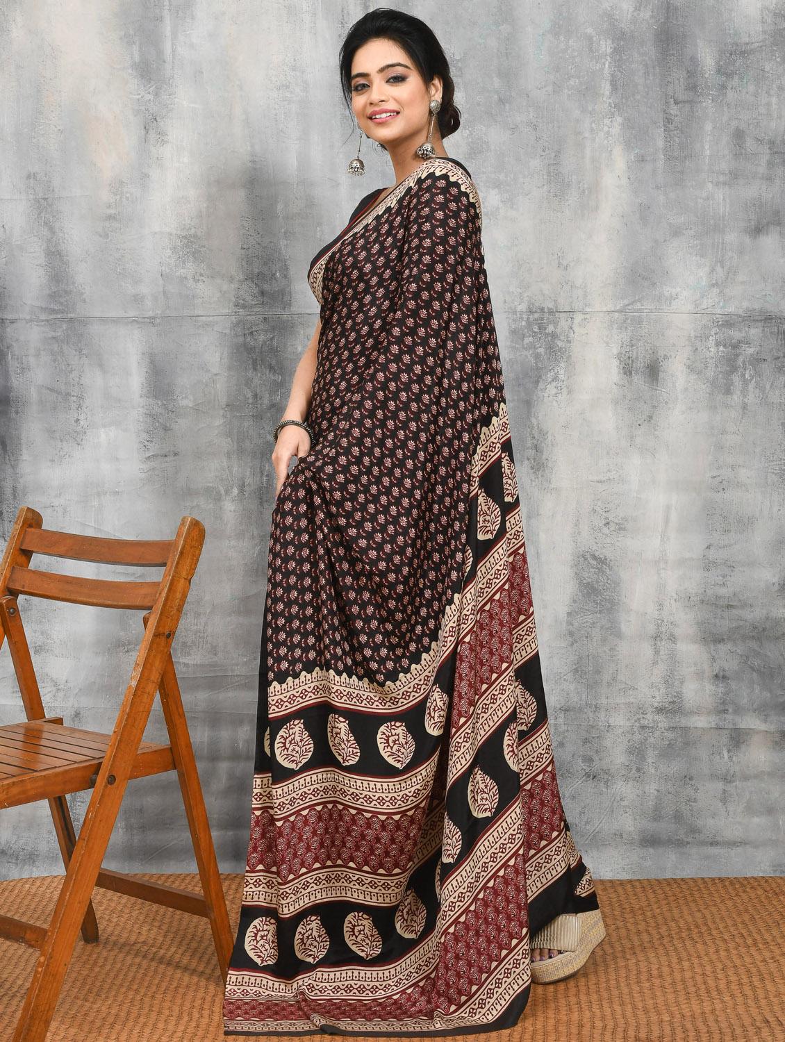 women printed casual wear saree with blouse - 21965613 -  Standard Image - 1