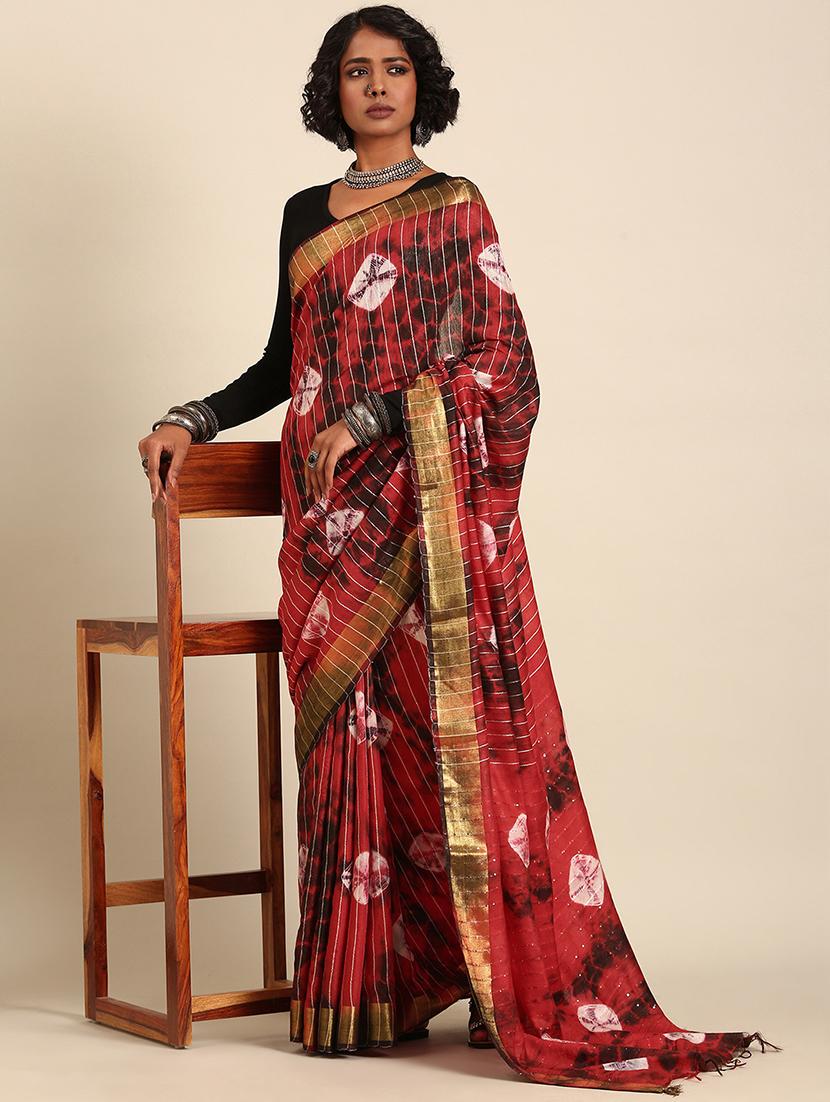 women bandhani printed saree with blouse - 21965655 - Zoom Image - 0