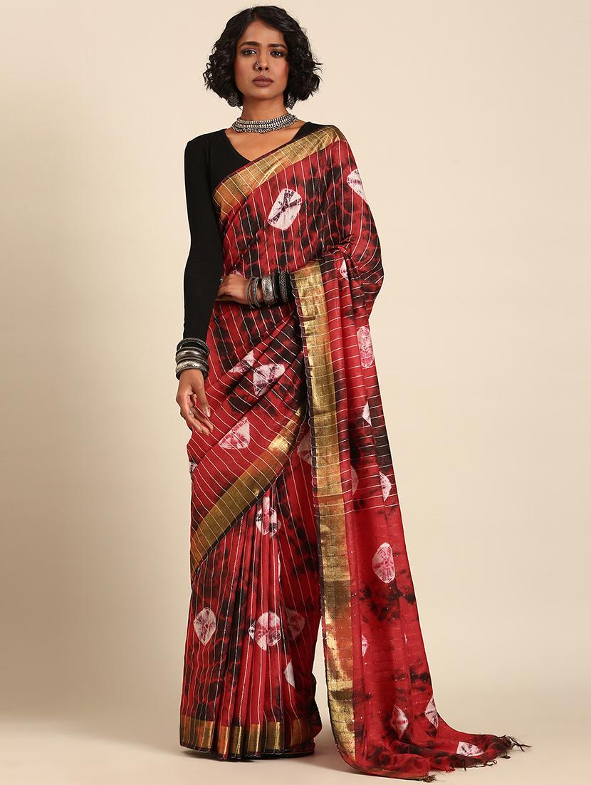 women bandhani printed saree with blouse - 21965655 - Standard Image - 1