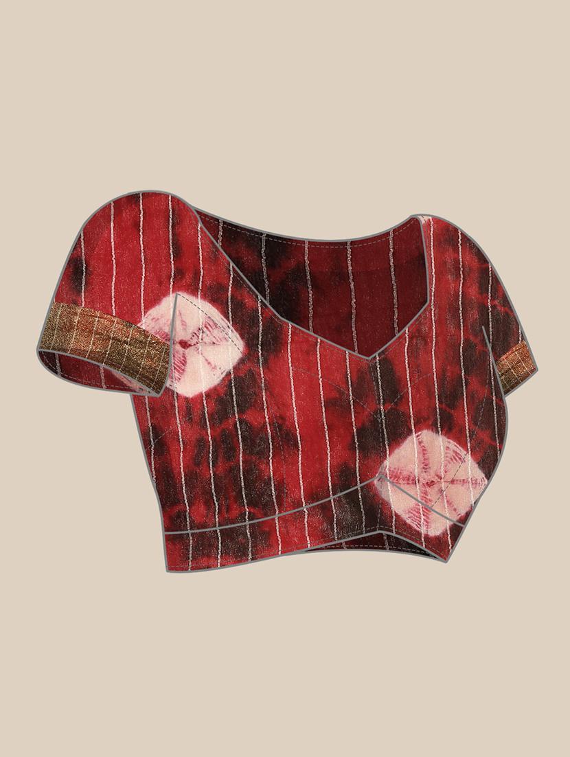 women bandhani printed saree with blouse - 21965655 - Standard Image - 4