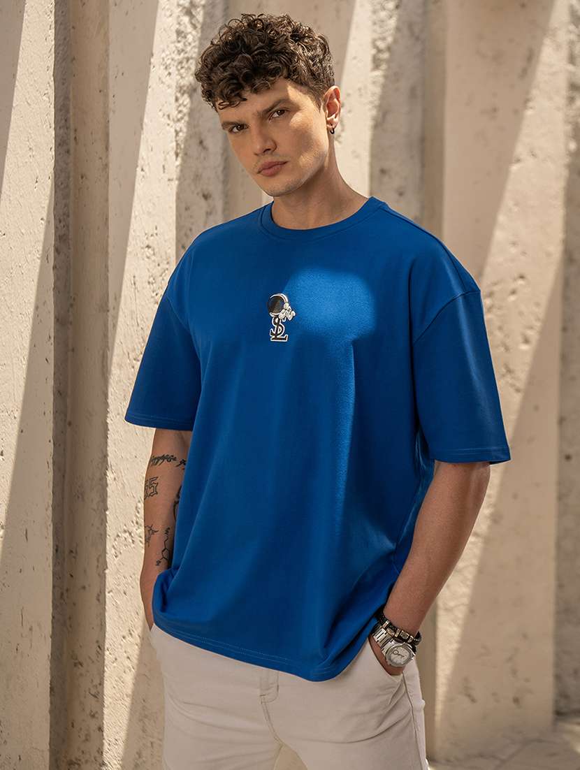men front & back print round neck oversized t-shirt - 21965681 -  Standard Image - 1
