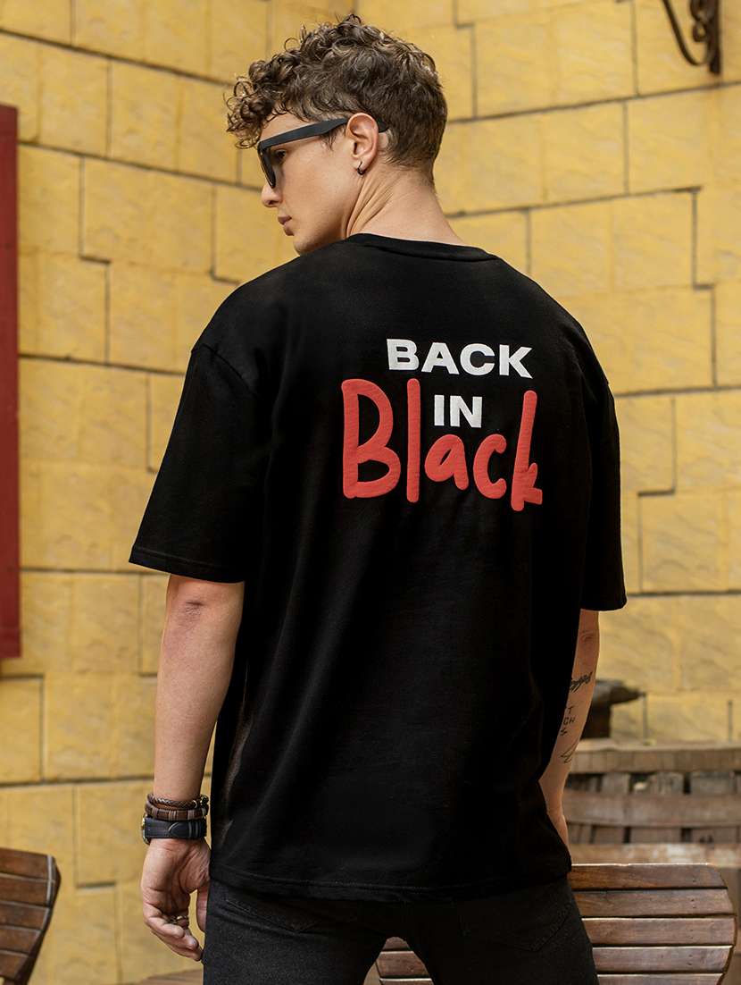 men front & back print round neck oversized t-shirt