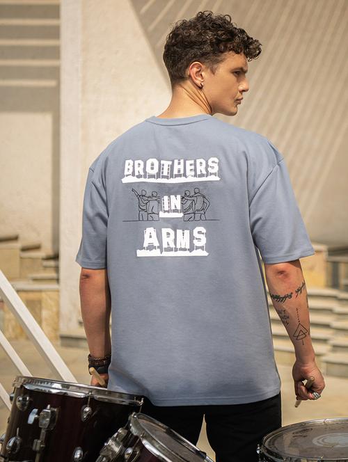men front & back print round neck oversized t-shirt - 21965683 - Standard Image - 0