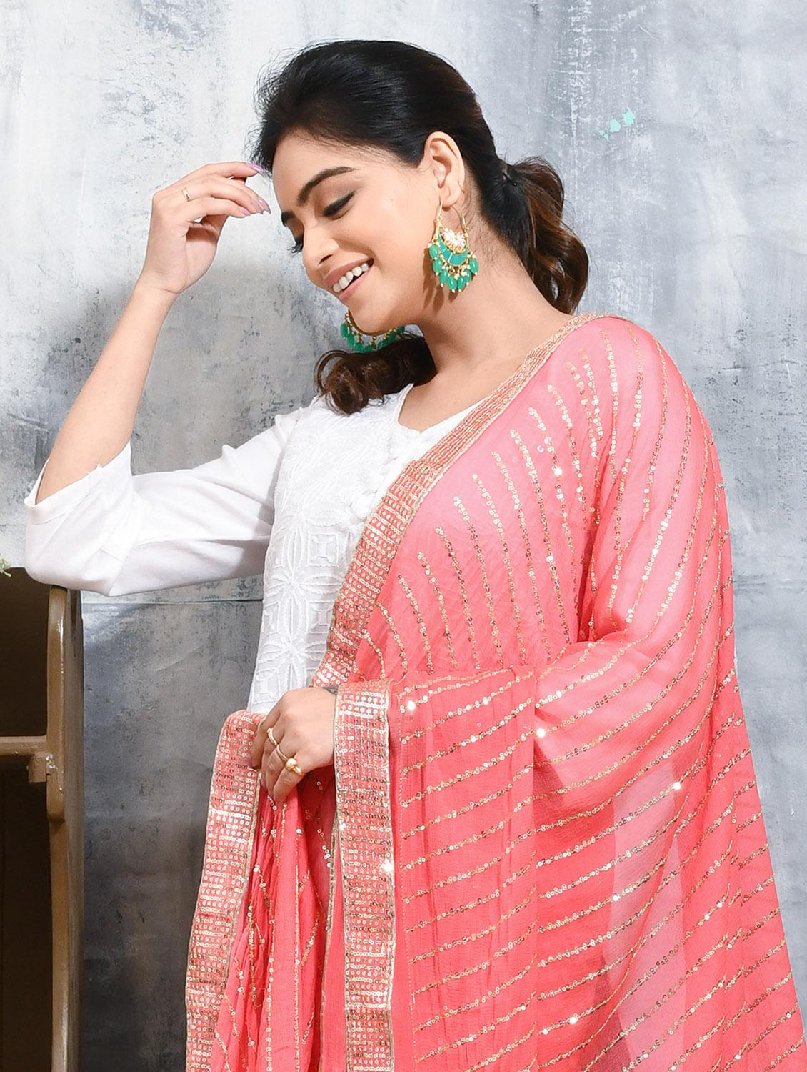 women pink casual wear dupatta - 21965688 - Standard Image - 4