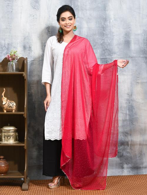 women solid with work embellished dupatta - 21965786 - Standard Image - 0