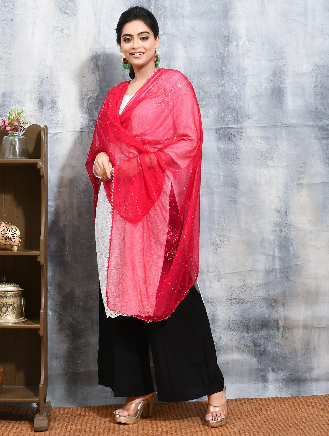 women solid with work embellished dupatta - 21965786 - Standard Image - 1