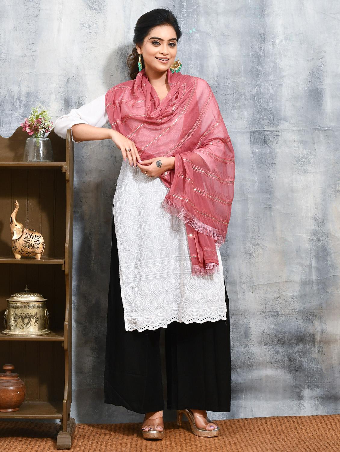 women solid with work embroidered dupatta - 21965789 - Standard Image - 1