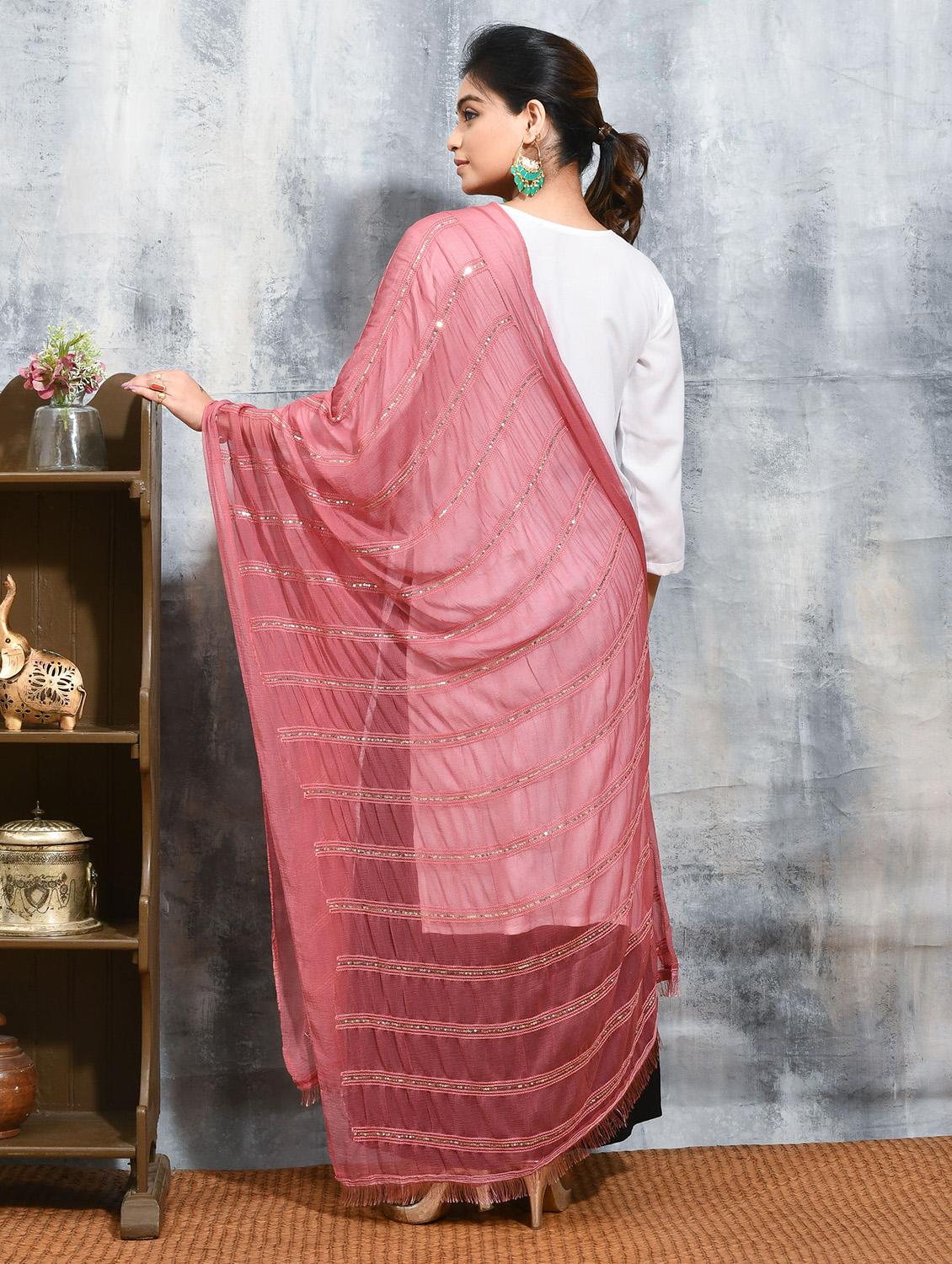 women solid with work embroidered dupatta - 21965789 - Standard Image - 4