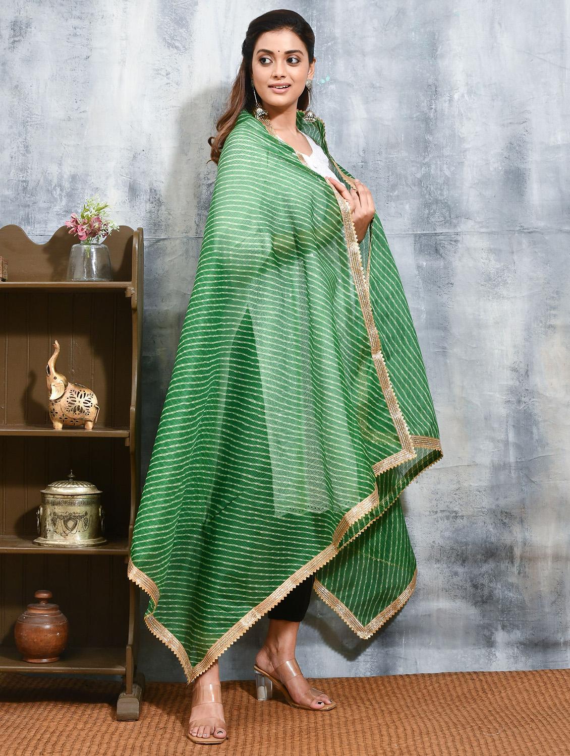 women green leheriya printed dupatta - 21965833 -  Standard Image - 1