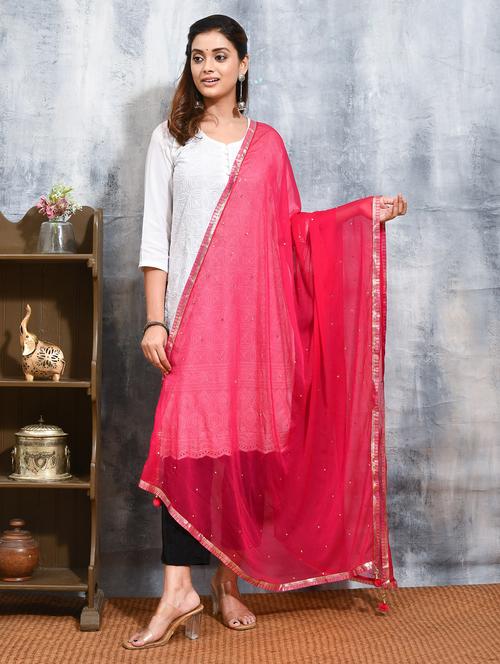 women solid with work embellished dupatta - 21965838 - Standard Image - 0