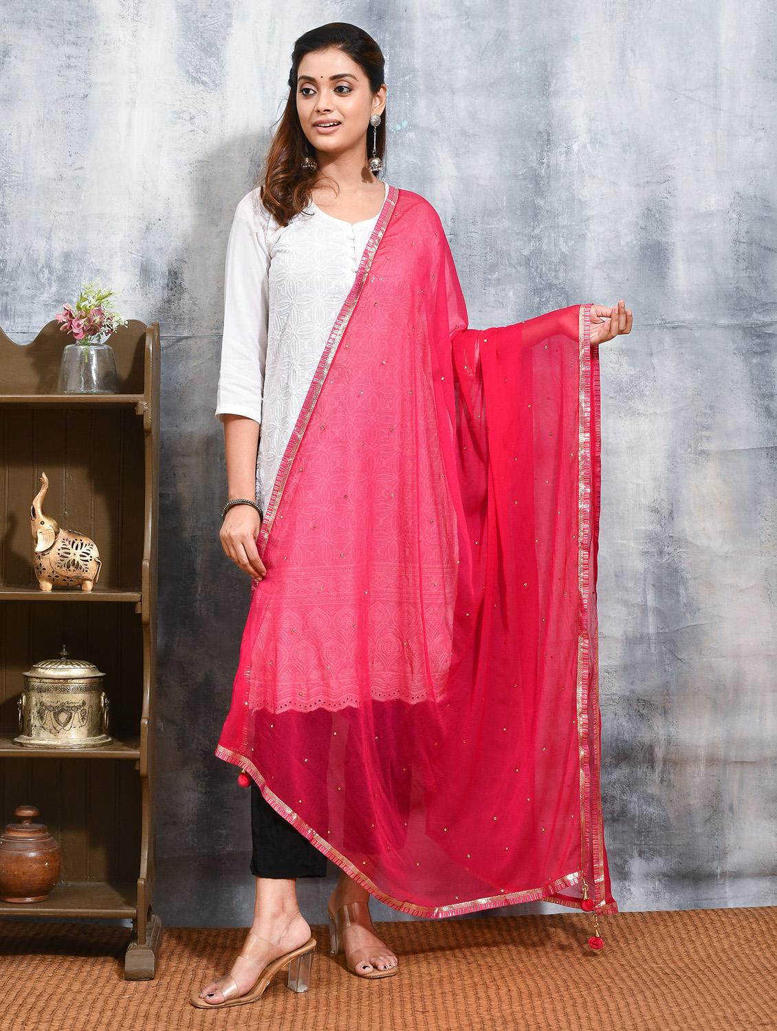 women solid with work embellished dupatta - 21965838 - Zoom Image - 0