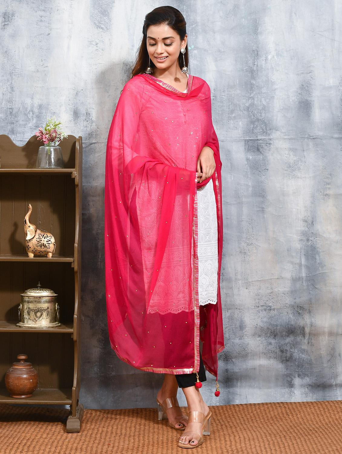 women solid with work embellished dupatta - 21965838 - Standard Image - 1