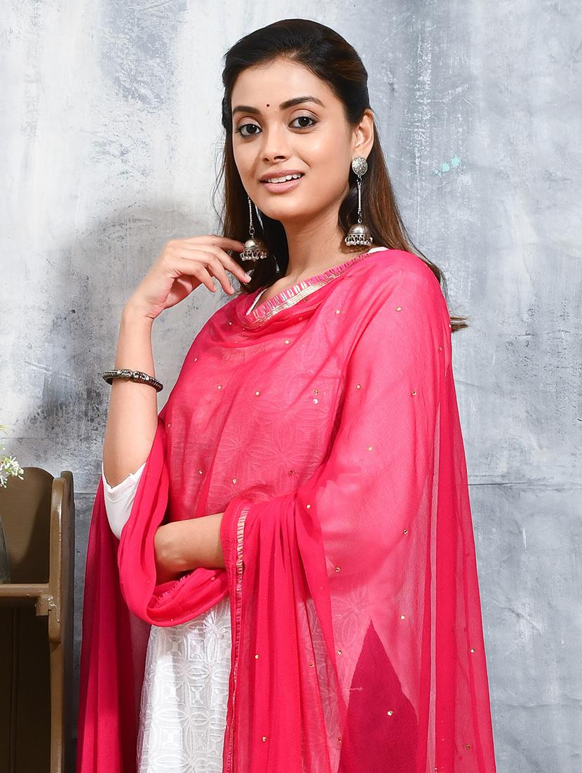 women solid with work embellished dupatta - 21965838 - Standard Image - 4